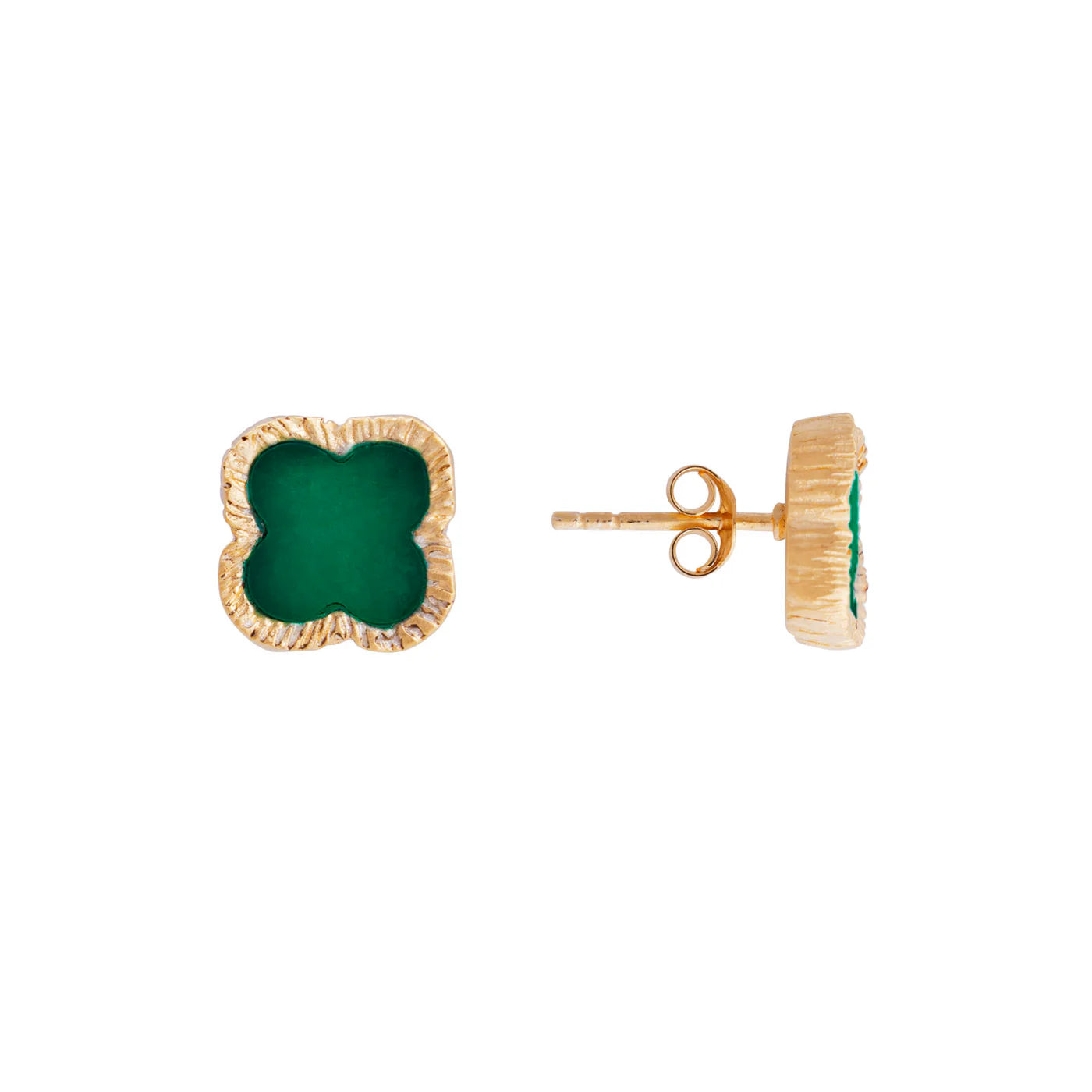 GREEN AGATE CLOVER STUDS