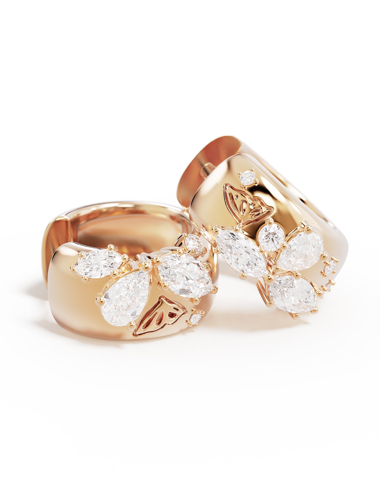 EARRINGS 18K GOLD VERMEIL WITH WINGS I FLY HOOPS