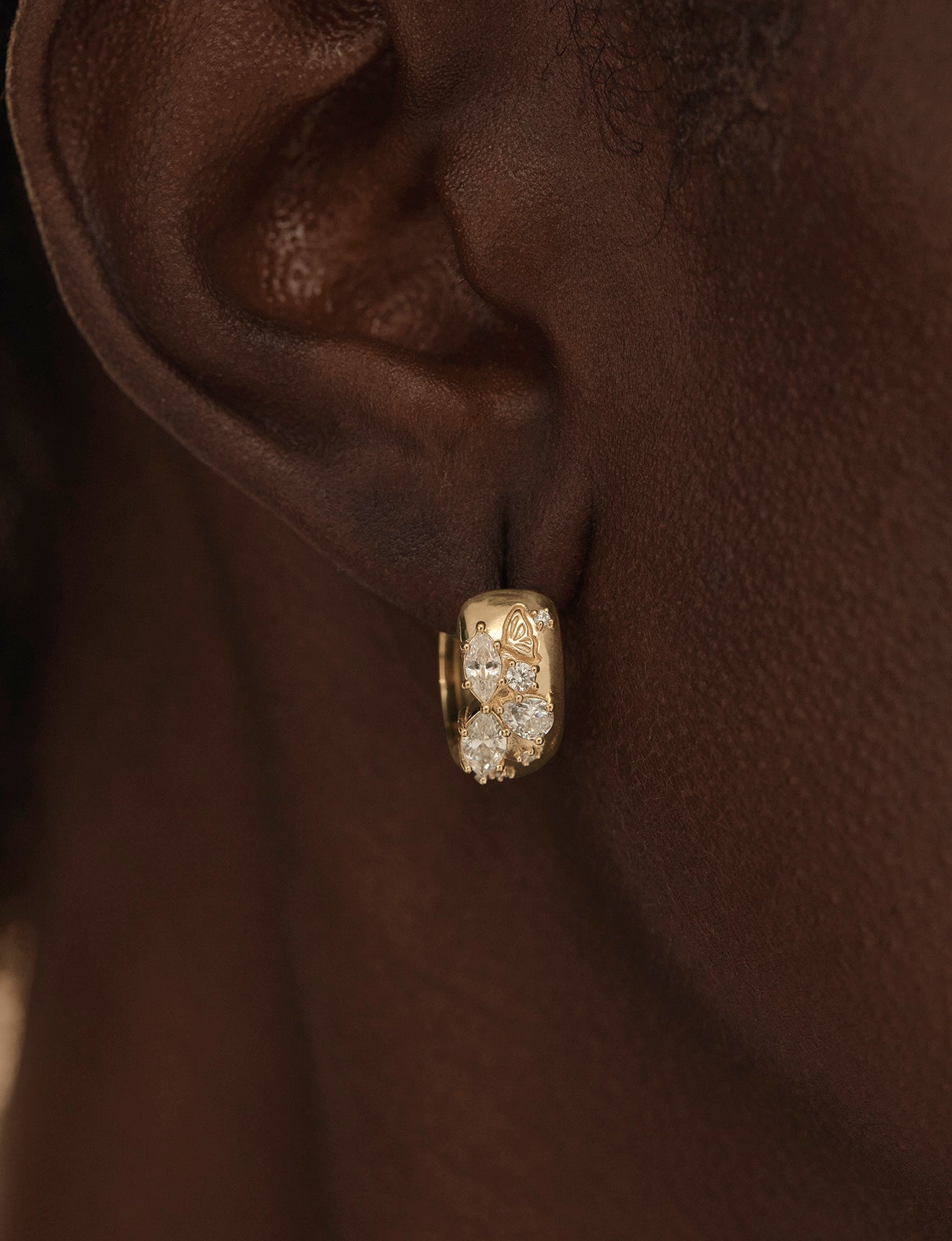EARRINGS 18K GOLD VERMEIL WITH WINGS I FLY HOOPS