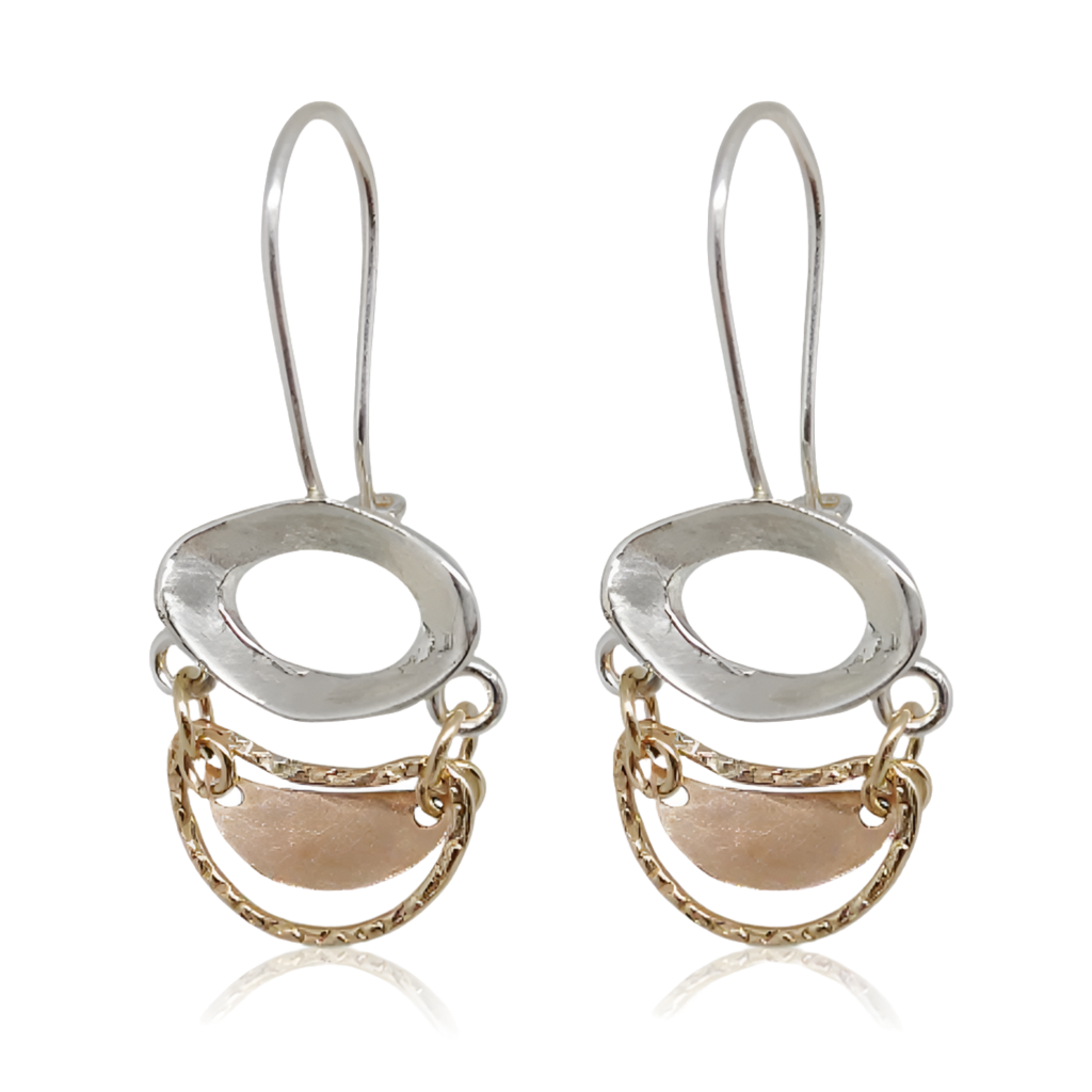 EARRINGS SWINGING ROSE GOLD HANDMADE