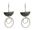 EARRINGS OXIDISED SEMI CIRCLE WITH PATTERN