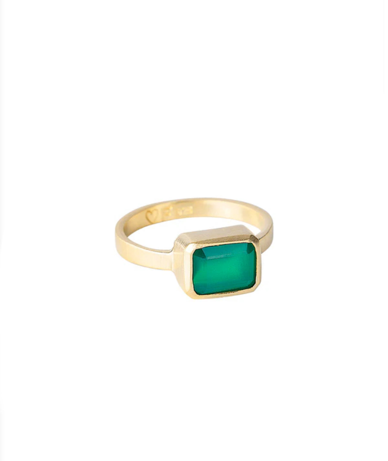 GREEN AGATE DECO RING - GOLD