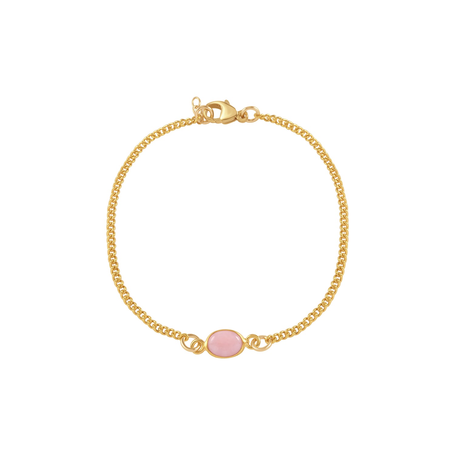 CURB BRACELET WITH OVAL PINK OPAL