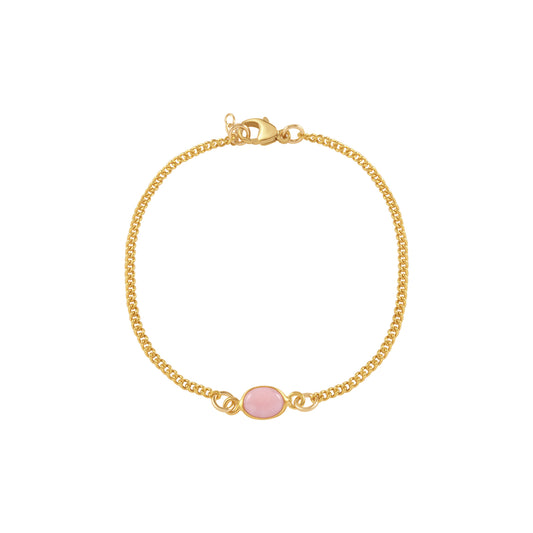 CURB BRACELET WITH OVAL PINK OPAL
