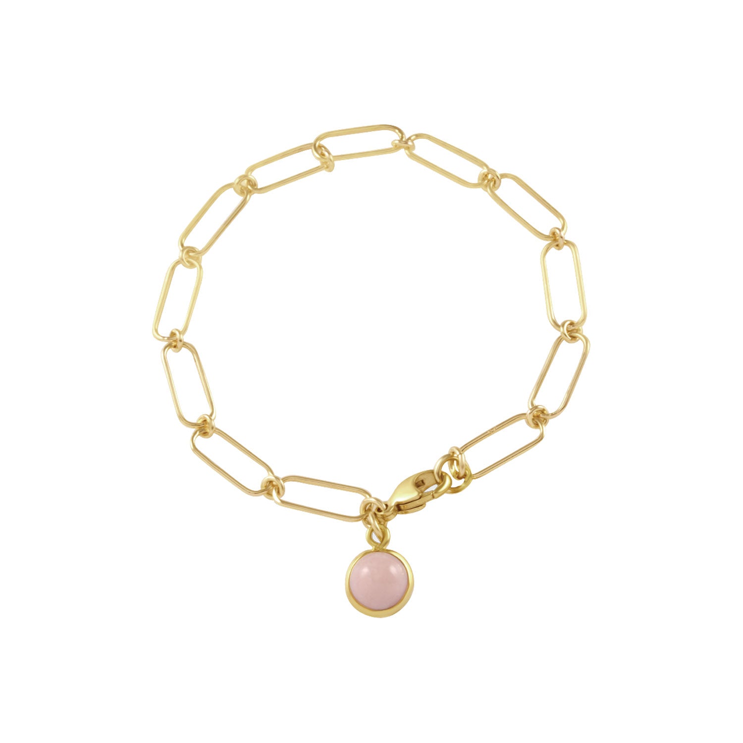 OPEN CLIP CHAIN BRACELET WITH PINK OPAL BEAD