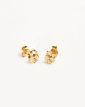 18k Gold Vermeil Crystal Lotus Heart Padlock Stud Earrings