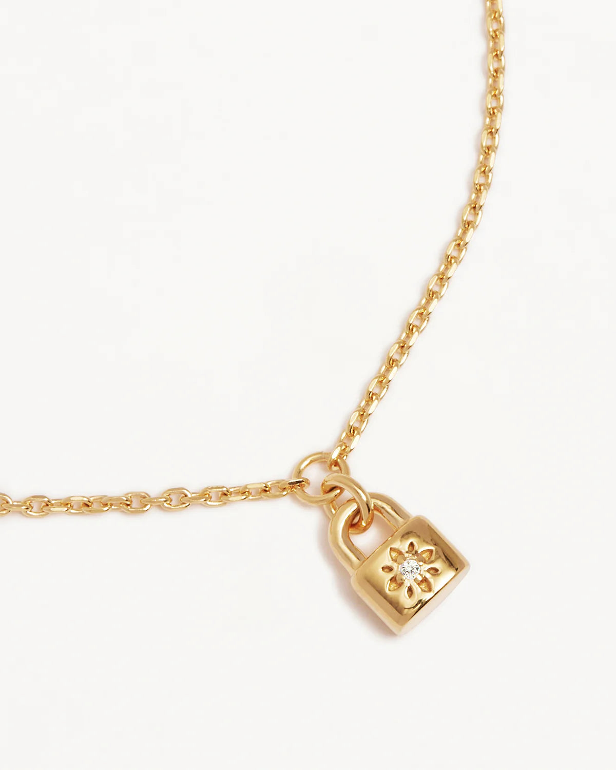 18k Gold Vermeil Crystal Lotus Padlock Bracelet