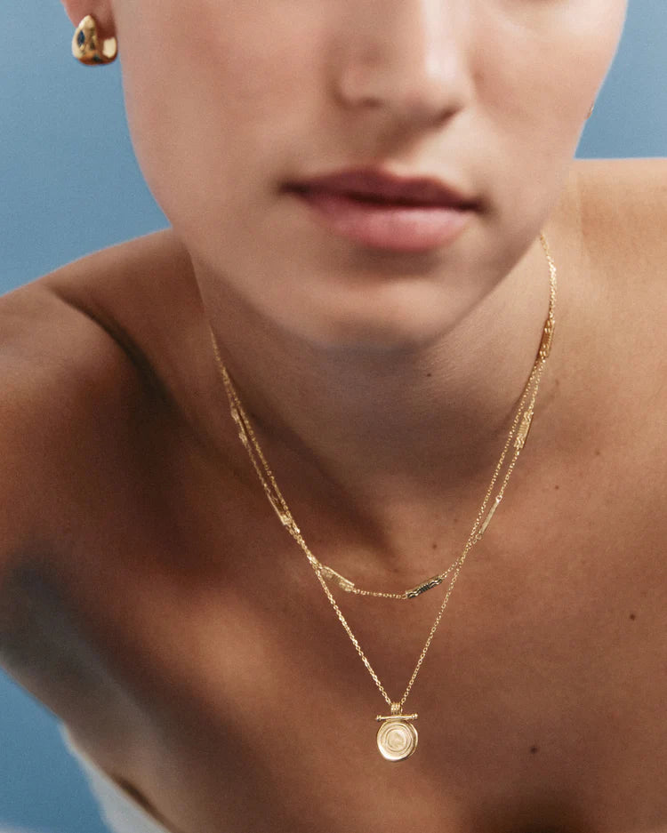 INDIGO COIN NECKLACE - 18K GOLD PLATED