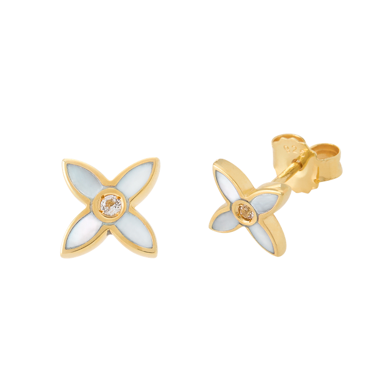 MINI DESERT FLOWER MINI STUDS EARRINGS GOLD PLATED