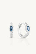 London Blue Topaz Textured Silver Huggies