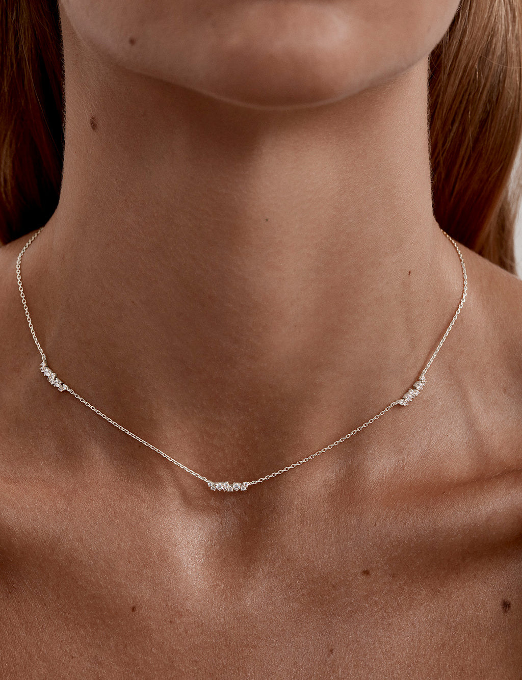NECKLACE CRYSTAL DUST SILVER