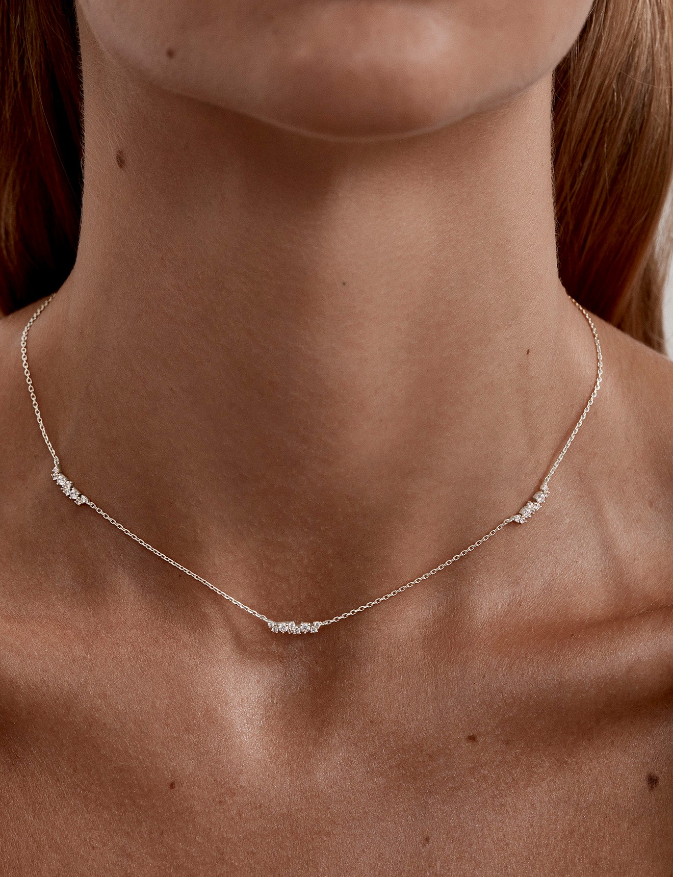 NECKLACE CRYSTAL DUST SILVER