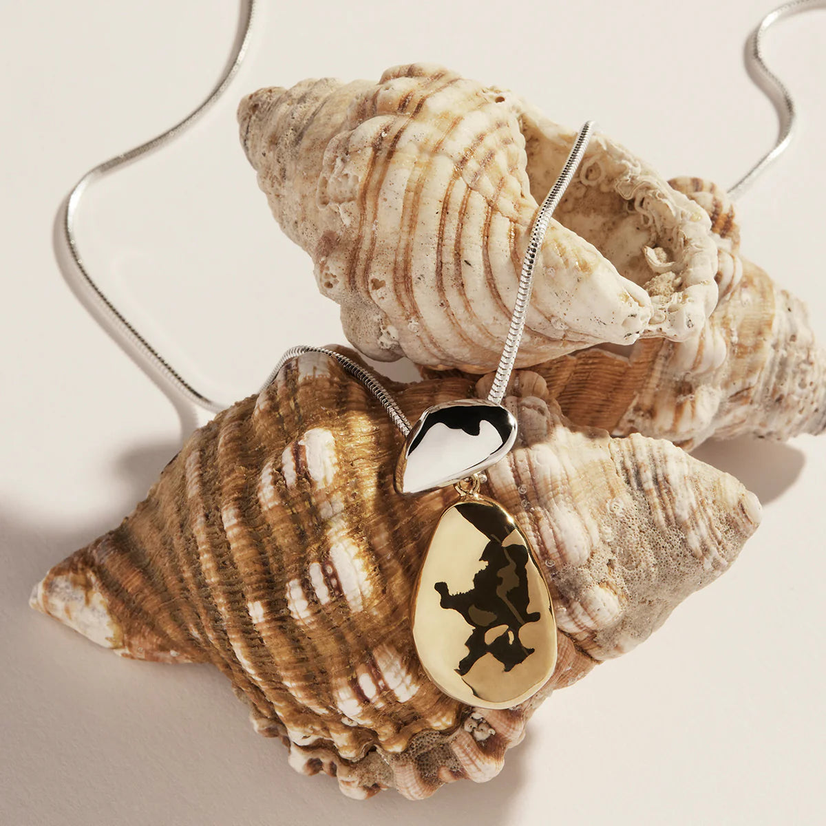 DOUBLE PEBBLET TWO-TONE PENDANT