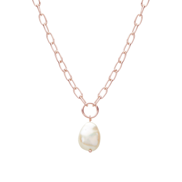 APHRODITE GODDESS PEARL DROP NECKLACE - ROSE GOLD