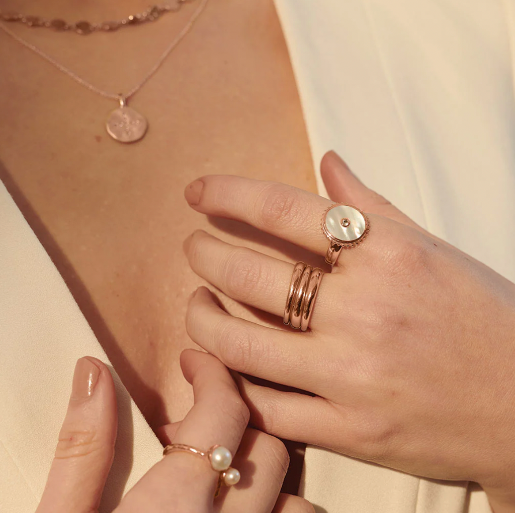 HALCYON SHIELD RING - ROSE GOLD