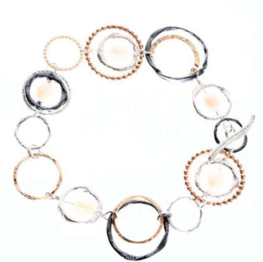 BRACELET STERLING SILVER, GOLD FILLED WITH PEARLS