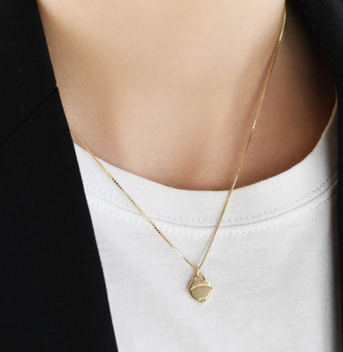 BOX CHAIN VT LUXE HEART NECKLACE - 9CT YELLOW GOLD