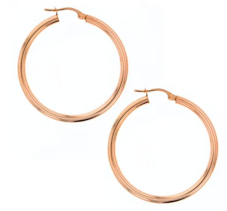 9CT PLAIN ROSE GOLD HOOPS