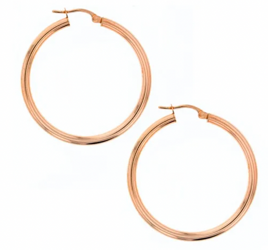 9CT PLAIN ROSE GOLD HOOPS