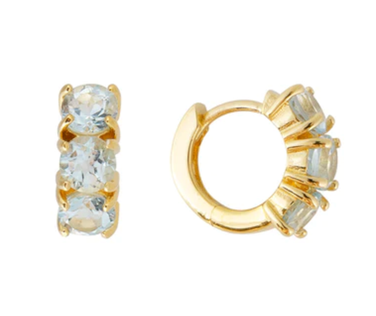 BLUE TOPAZ HUGGIES - GOLD
