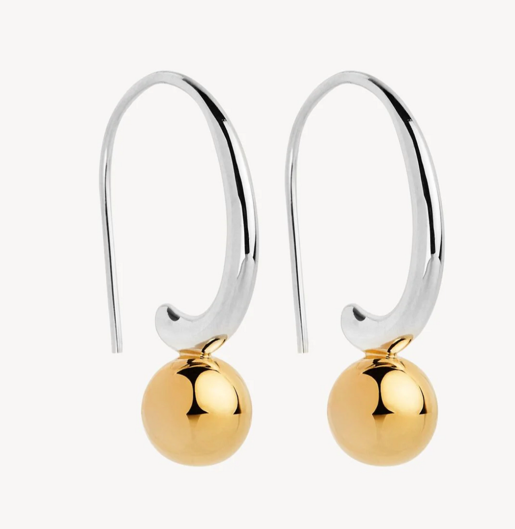 FERN TWO-TONED EARRINGS (STERLING SILVER AND YELLOW GOLD PLATED)