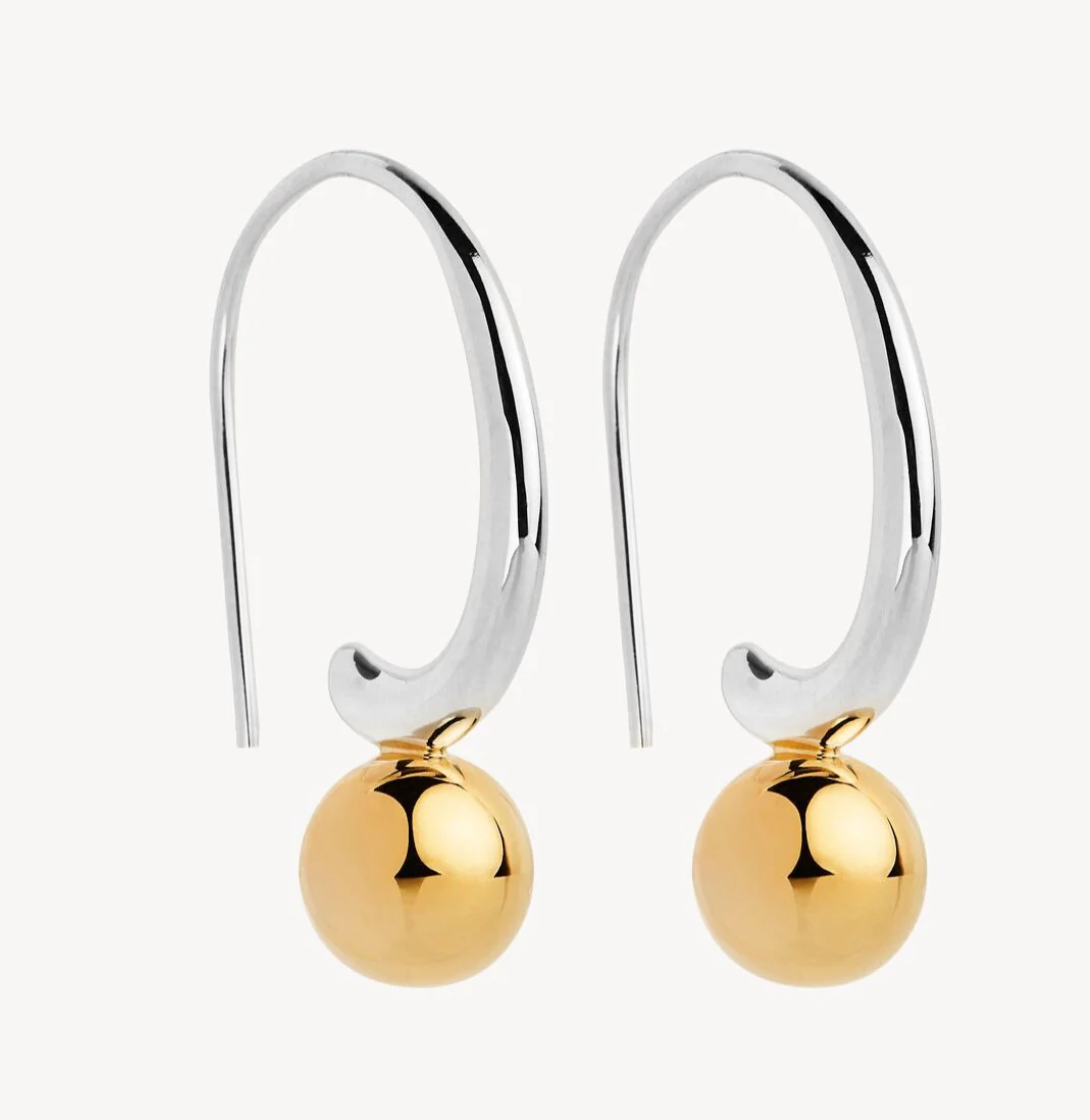 FERN TWO-TONED EARRINGS (STERLING SILVER AND YELLOW GOLD PLATED)