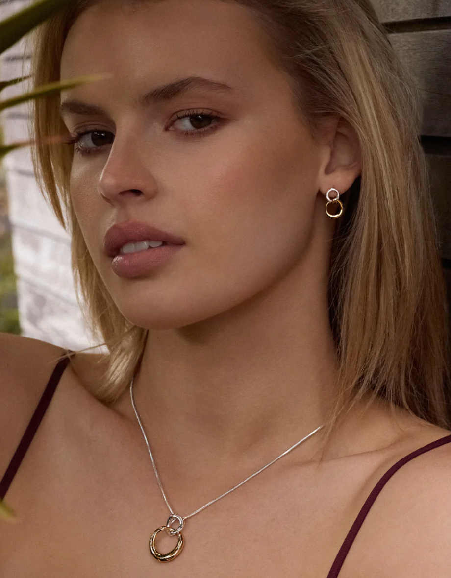 TRANQUILA STUD EARRINGS (STERLING SILVER AND YELLOW GOLD PLATED)