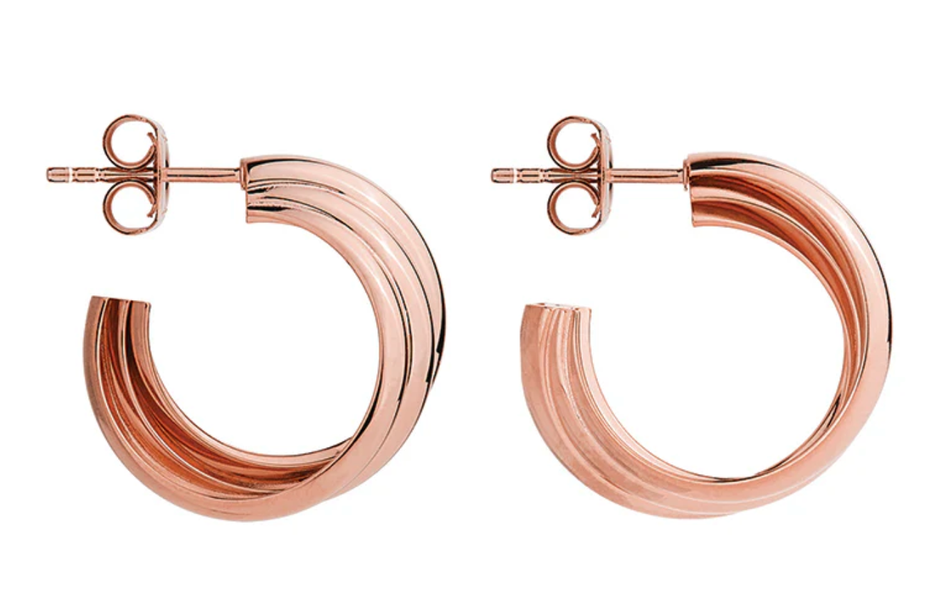 RIPPLE HOOP EARRINGS (ROSE GOLD PLATED)