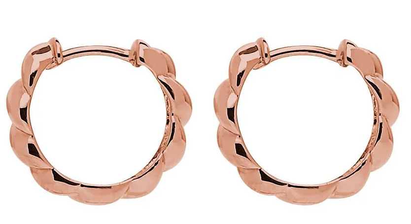 ZIPPY TWIST HUGGIE EARRINGS (ROSE GOLD PLATED)