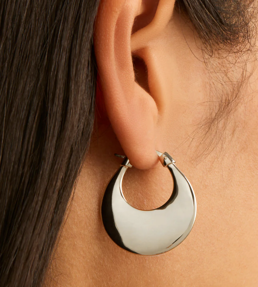 CRESENCE HOOP EARRINGS (STERLING SILVER)