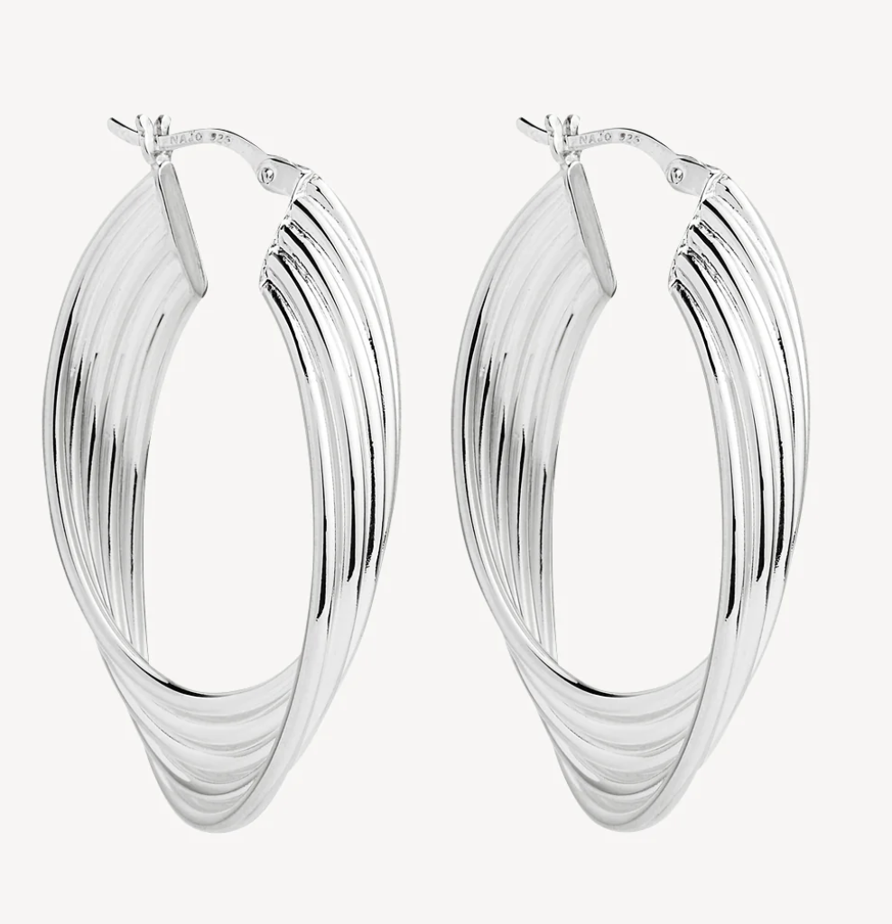 AWAKEN OVAL HOOP EARRINGS (STERLING SILVER)