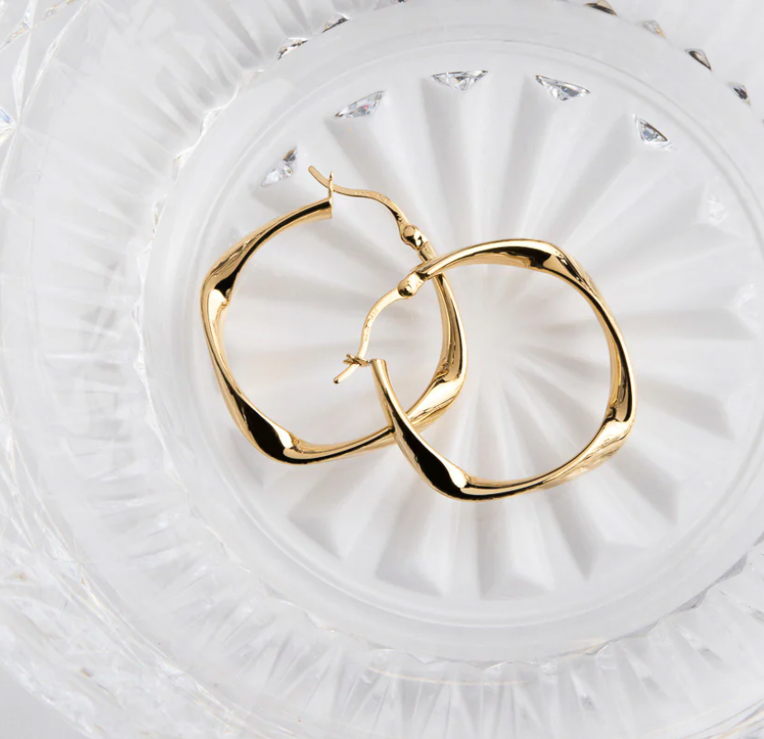 GARDEN OF EDEN HOOP EARRINGS (YELLOW GOLD PLATED)