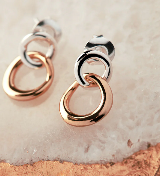 TRANQUILA STUD EARRINGS (STERLING SILVER AND ROSE GOLD PLATED)