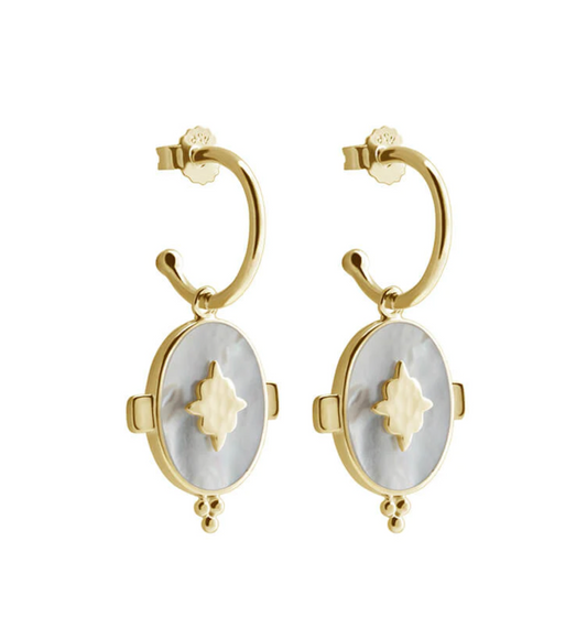 TEMPLE MOON OVAL HOOP EARRINGS