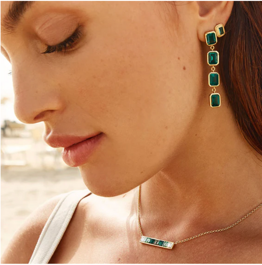 GREEN OMBRE BAR NECKLACE