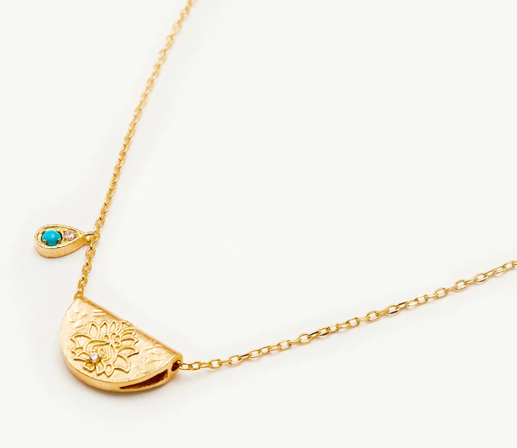 GOLD LOTUS BIRTHSTONE NECKLACE - DECEMBER
