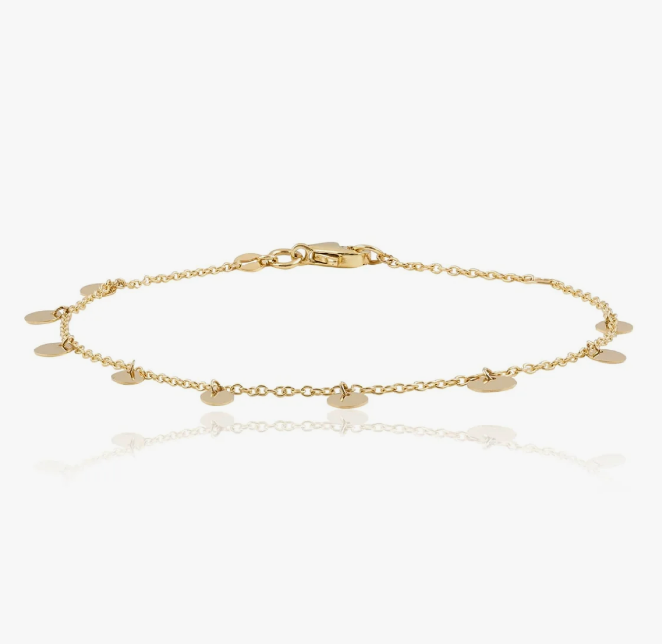 9ct SMALL HANGING DISC BRACELET
