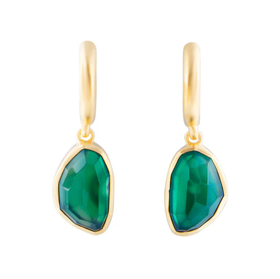 FREE-FORM GREEN AGATE DROPS