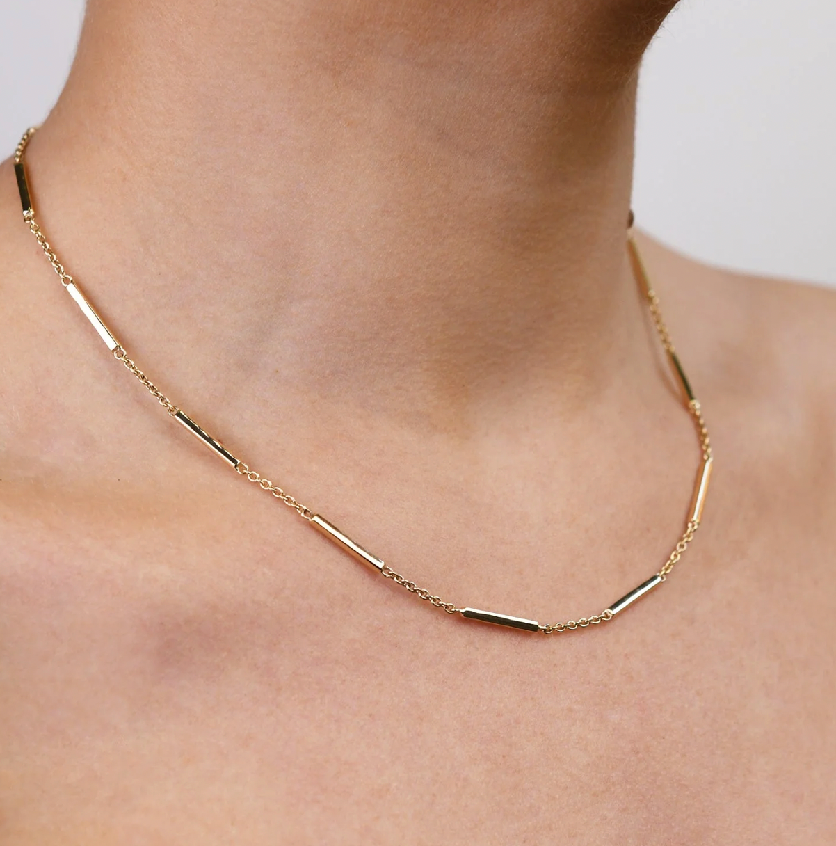 9CT GOLD LUXE BAR & CURB CHAIN NECKLACE