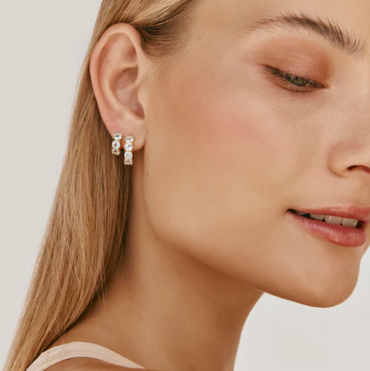 BLUE TOPAZ MIDI HUGGIES - GOLD