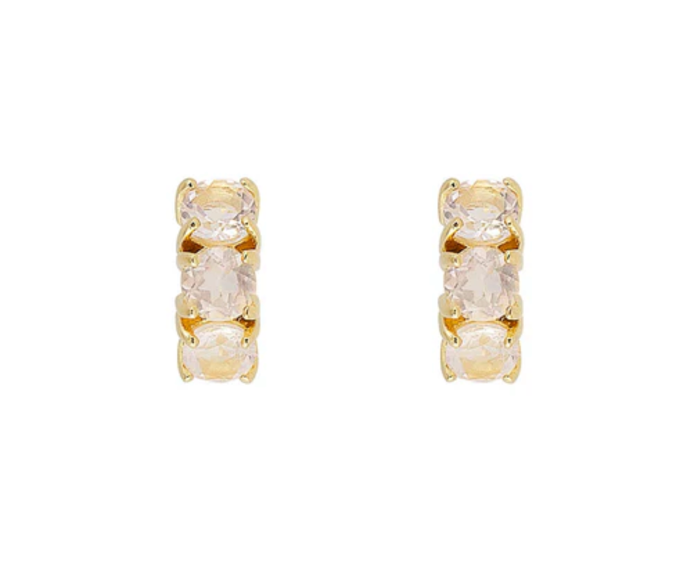 ROSE QUARTZ HUGGIES - GOLD