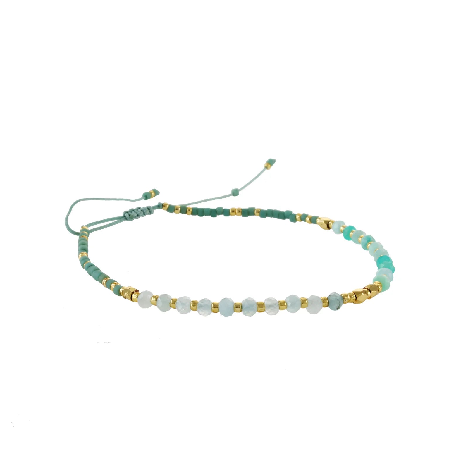 Handmade Aqua Gemstone Beaded Strand Bracelet