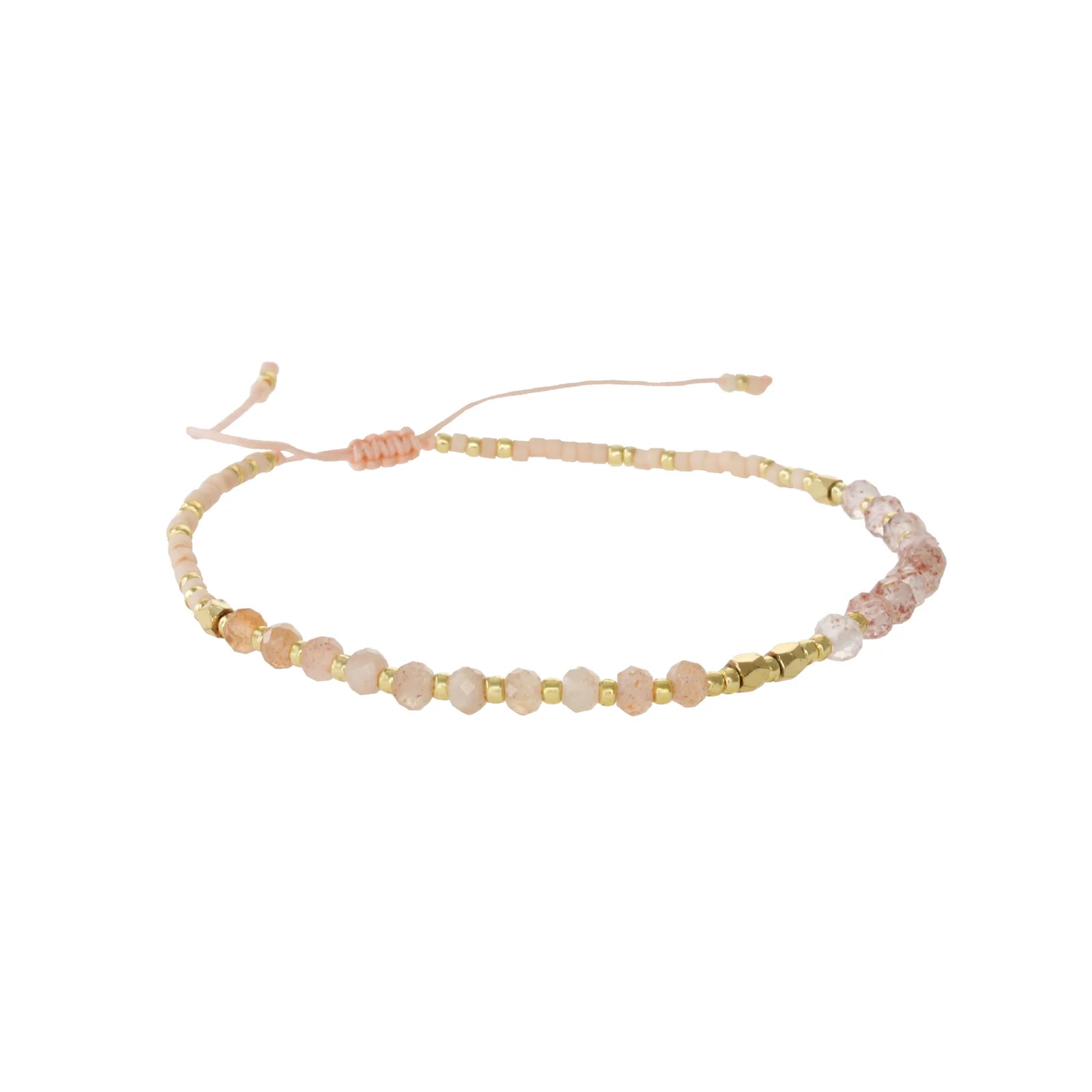Handmade Pink Gemstone Beaded Strand Bracelet