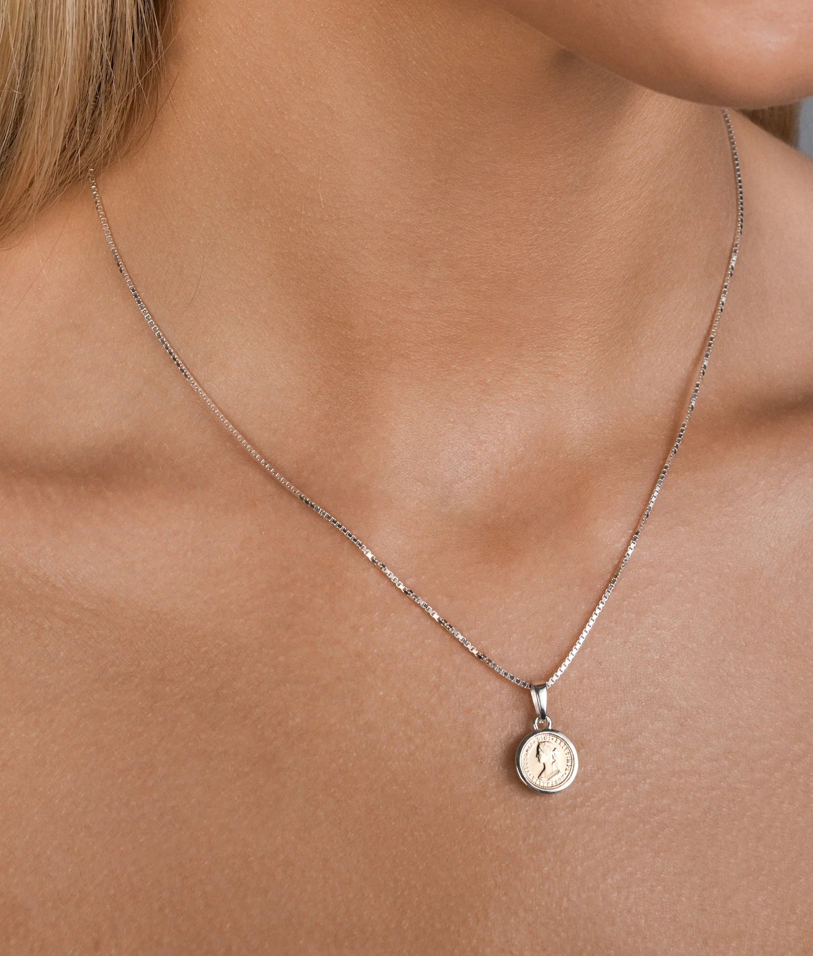 MICRO COIN BOX CHAIN NECKLACE