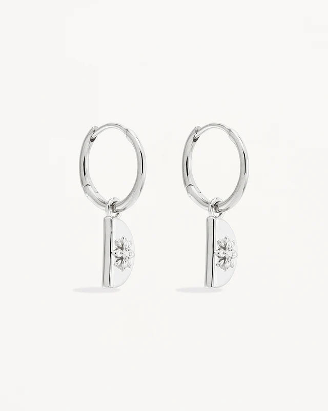 Sterling Silver Lotus Hoops