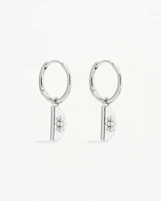 Sterling Silver Lotus Hoops