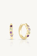Amethyst & Tourmaline Gold Huggies