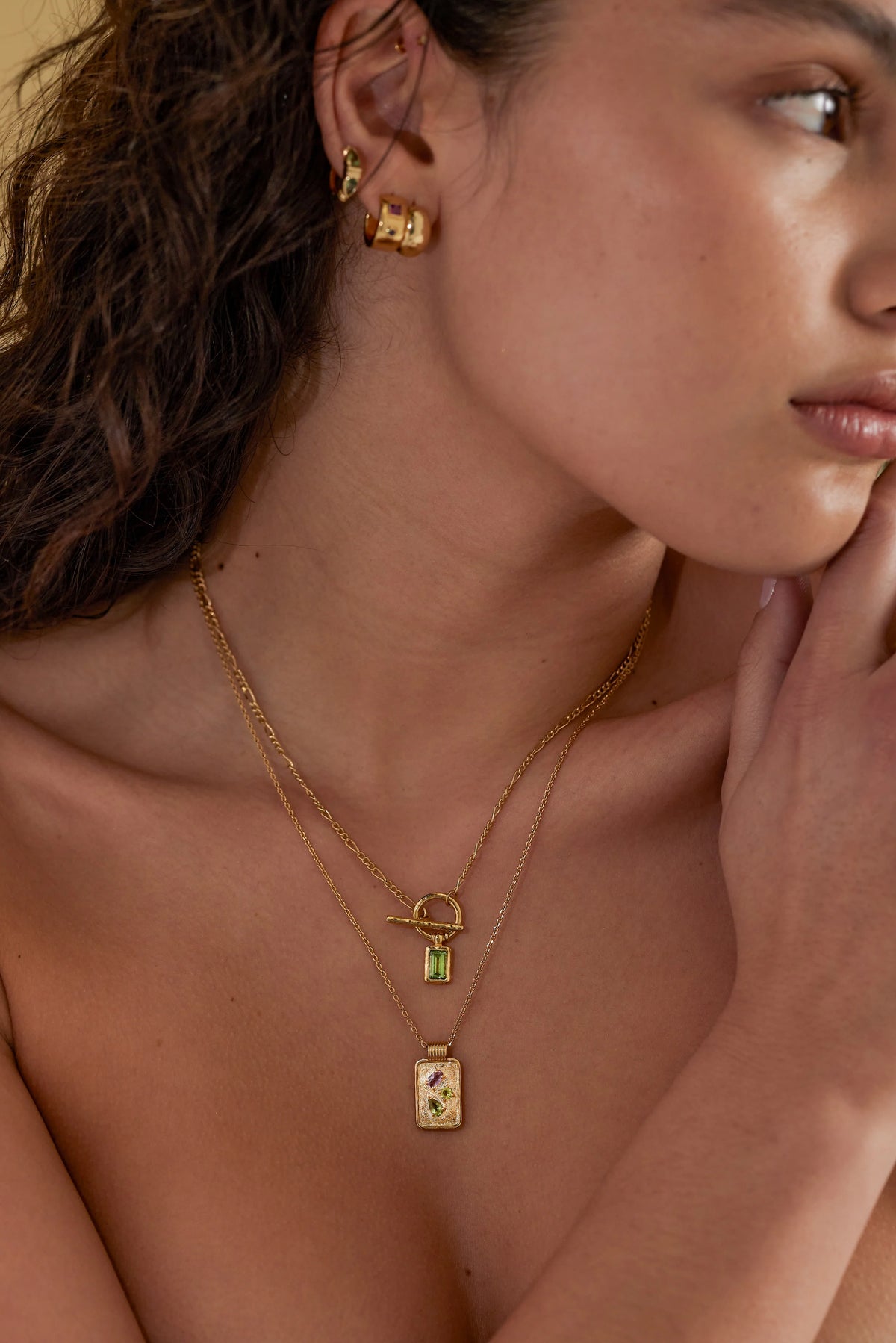 Apatite Gold Toggle Necklace