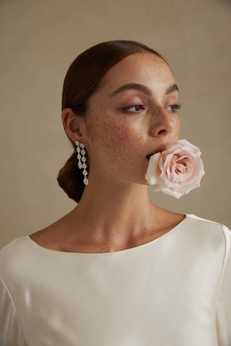 Aura Petite Moonstone Silver Earrings