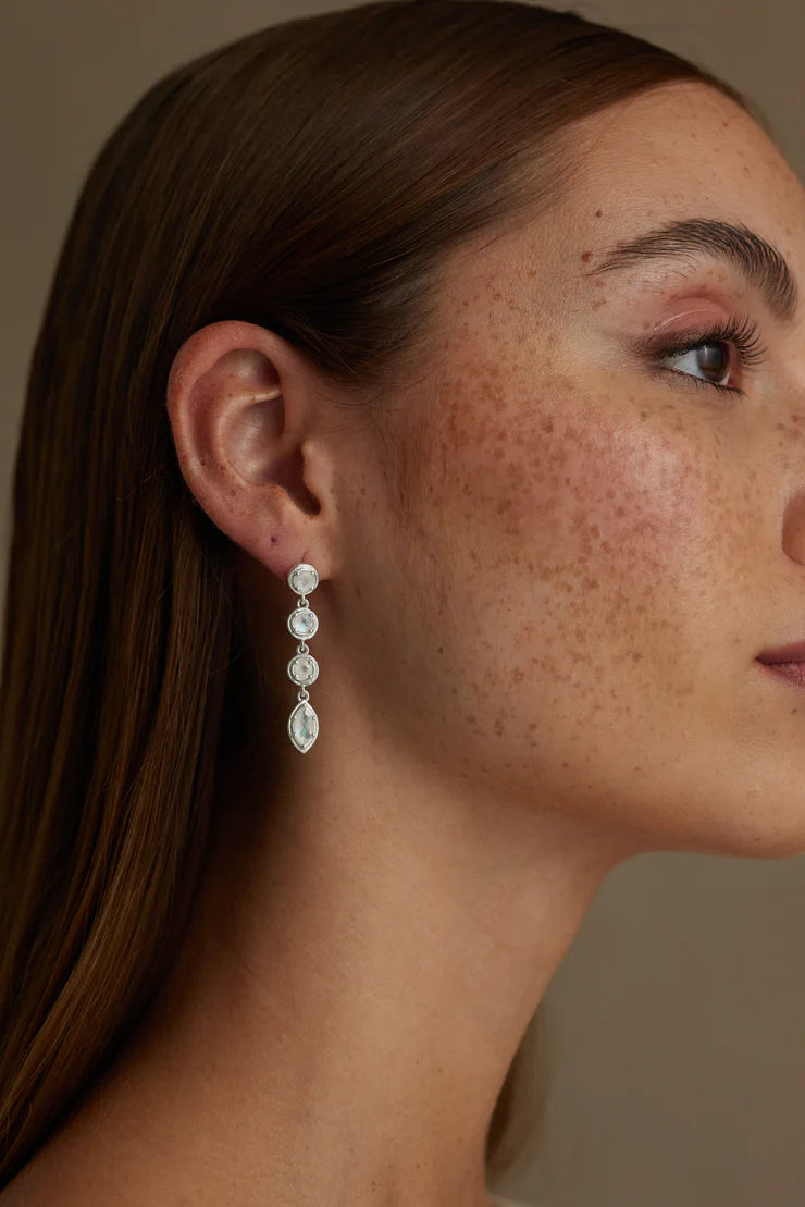 Aura Petite Moonstone Silver Earrings